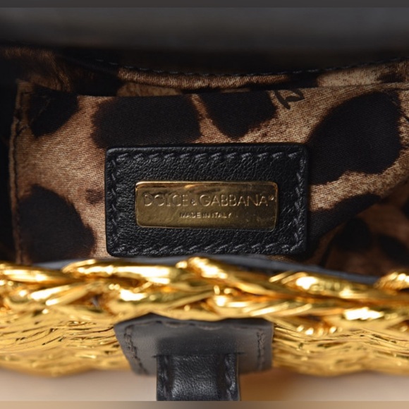 DOLCE & GABBANA Metallic Woven Raffia Bag Gold 2022 with COA spring fashion week - Picture 13 of 17